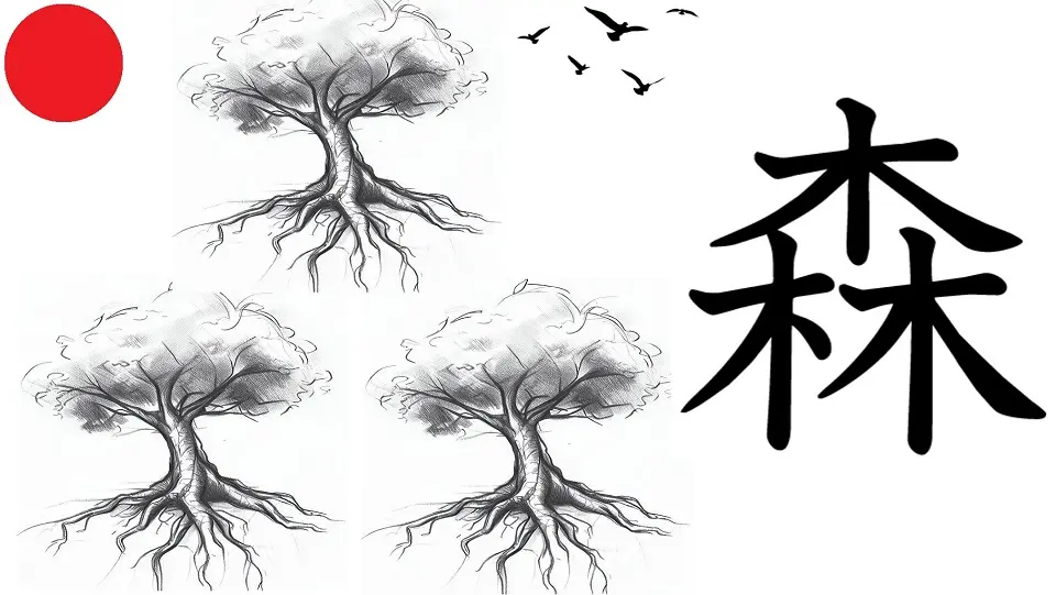 Kanji for Forest: 森 (Mori)