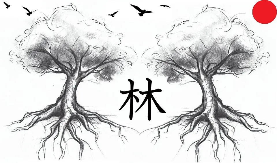 Kanji for Grove or Group of Bushes: 林 (Hayashi or rin)